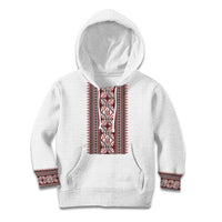 Personalized Ukrainian Trident Kid Hoodie White Tryzub Vyshyvanka Pattern - Wonder Print Shop