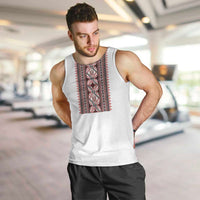 Personalized Ukrainian Trident Men Tank Top White Tryzub Vyshyvanka Pattern - Wonder Print Shop