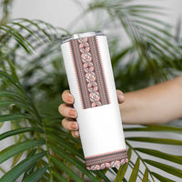 Ukrainian Trident Skinny Tumbler White Tryzub Vyshyvanka Pattern - Wonder Print Shop