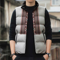 Personalized Ukrainian Trident Sleeveless Puffer Jacket White Tryzub Vyshyvanka Pattern - Wonder Print Shop