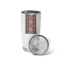 Ukrainian Trident Tumbler Cup White Tryzub Vyshyvanka Pattern - Wonder Print Shop