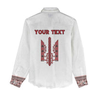 Personalized Ukrainian Trident Women Casual Shirt White Tryzub Vyshyvanka Pattern - Wonder Print Shop