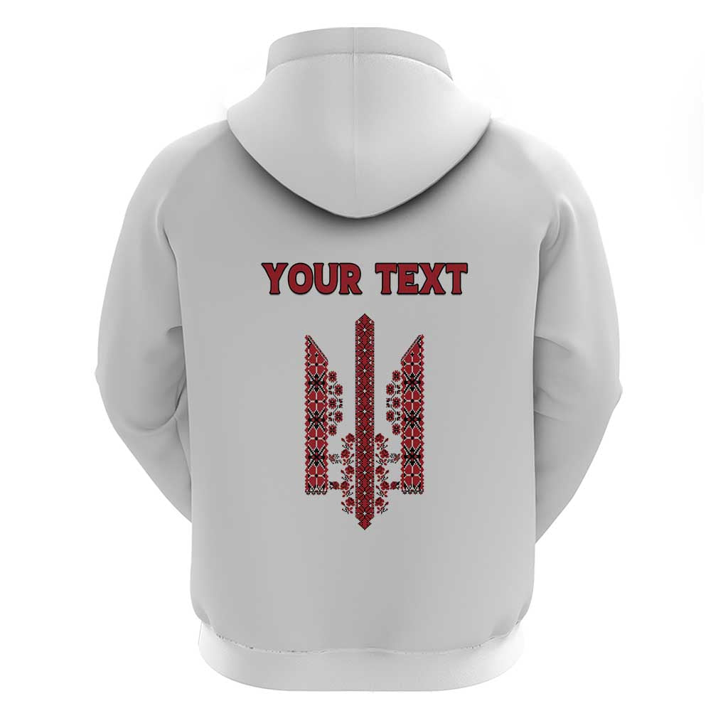 Personalized Ukrainian Trident Zip Hoodie White Tryzub Vyshyvanka Pattern - Wonder Print Shop
