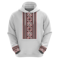Personalized Ukrainian Trident Zip Hoodie White Tryzub Vyshyvanka Pattern - Wonder Print Shop