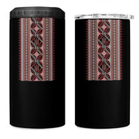 Ukrainian Trident 4 in 1 Can Cooler Tumbler Black Tryzub Vyshyvanka Pattern - Wonder Print Shop