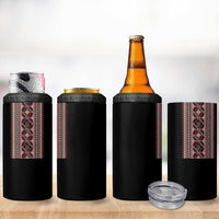Ukrainian Trident 4 in 1 Can Cooler Tumbler Black Tryzub Vyshyvanka Pattern - Wonder Print Shop