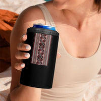 Ukrainian Trident 4 in 1 Can Cooler Tumbler Black Tryzub Vyshyvanka Pattern - Wonder Print Shop