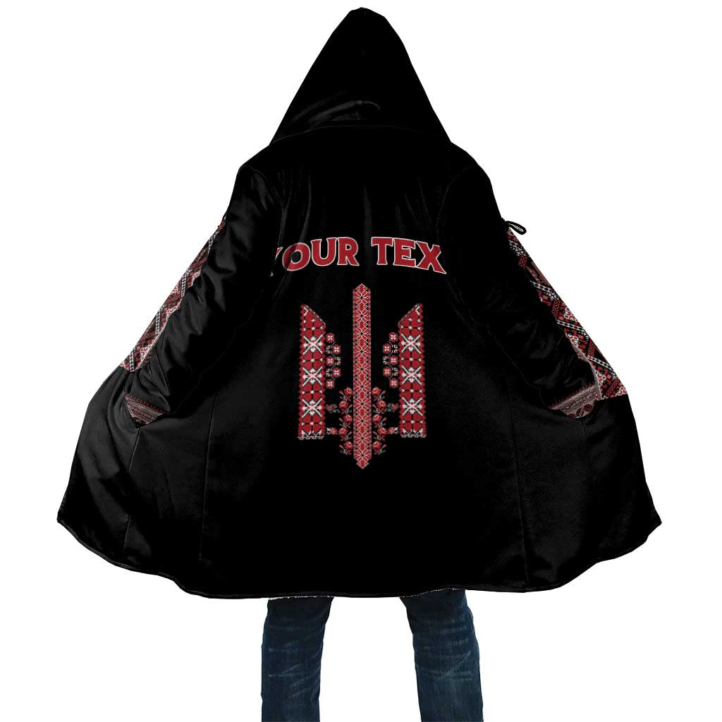 Personalized Ukrainian Trident Cloak Black Tryzub Vyshyvanka Pattern - Wonder Print Shop