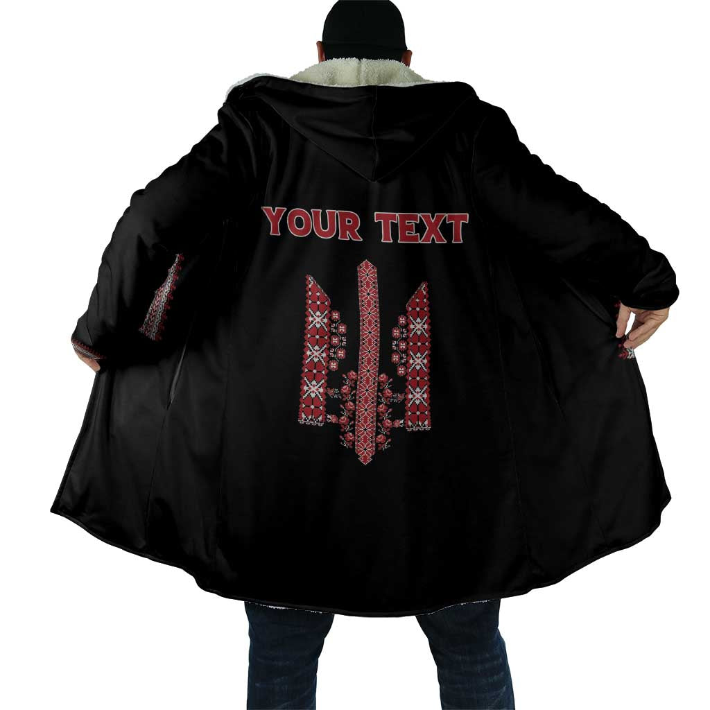 Personalized Ukrainian Trident Cloak Black Tryzub Vyshyvanka Pattern - Wonder Print Shop