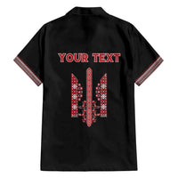 Personalized Ukrainian Trident Hawaiian Shirt Black Tryzub Vyshyvanka Pattern - Wonder Print Shop