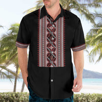 Personalized Ukrainian Trident Hawaiian Shirt Black Tryzub Vyshyvanka Pattern - Wonder Print Shop