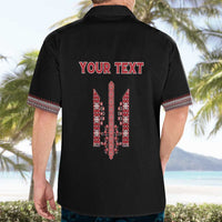 Personalized Ukrainian Trident Hawaiian Shirt Black Tryzub Vyshyvanka Pattern - Wonder Print Shop