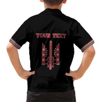 Personalized Ukrainian Trident Hawaiian Shirt Black Tryzub Vyshyvanka Pattern - Wonder Print Shop