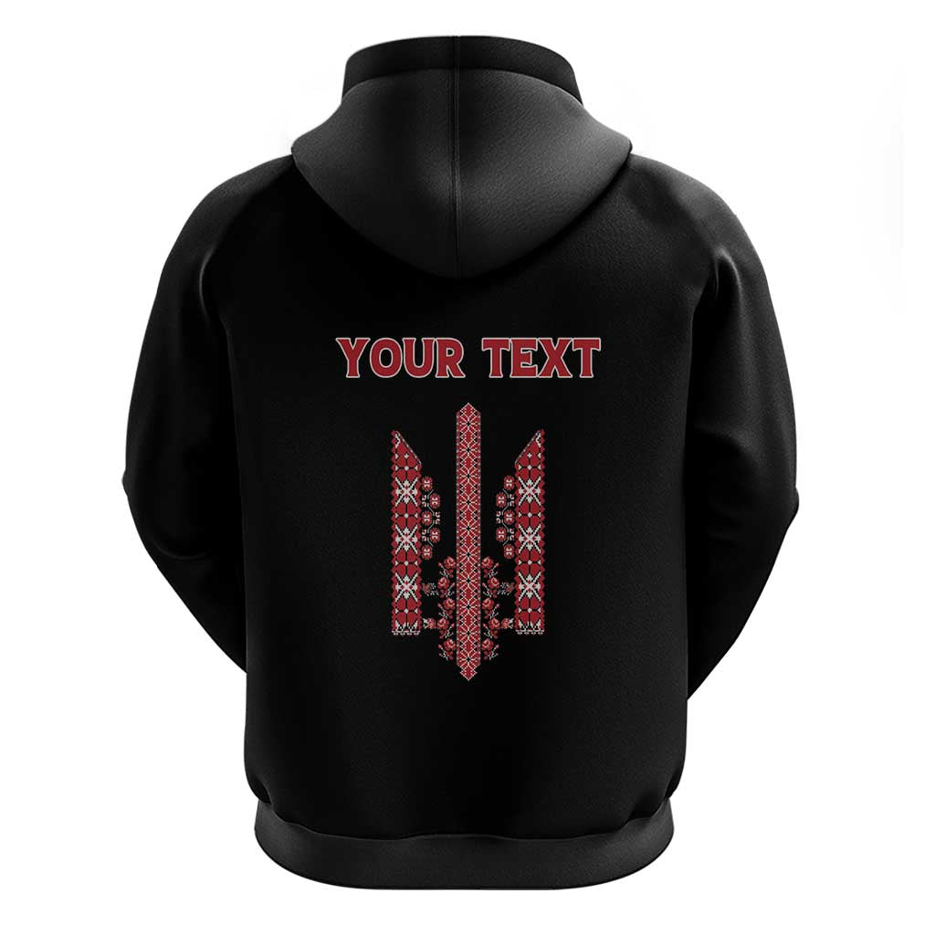 Personalized Ukrainian Trident Hoodie Black Tryzub Vyshyvanka Pattern - Wonder Print Shop