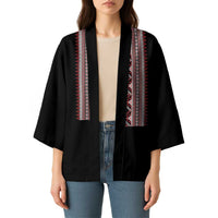 Personalized Ukrainian Trident Kimono Black Tryzub Vyshyvanka Pattern - Wonder Print Shop