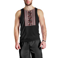 Personalized Ukrainian Trident Men Tank Top Black Tryzub Vyshyvanka Pattern - Wonder Print Shop