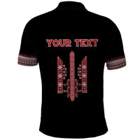 Personalized Ukrainian Trident Polo Shirt Black Tryzub Vyshyvanka Pattern - Wonder Print Shop