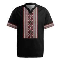 Personalized Ukrainian Trident Rugby Jersey Black Tryzub Vyshyvanka Pattern - Wonder Print Shop