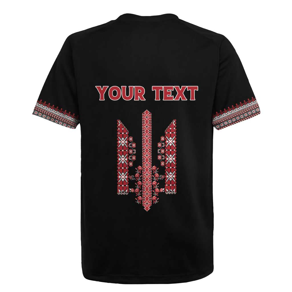 Personalized Ukrainian Trident Rugby Jersey Black Tryzub Vyshyvanka Pattern - Wonder Print Shop