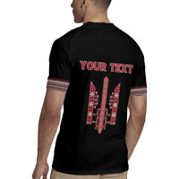 Personalized Ukrainian Trident Rugby Jersey Black Tryzub Vyshyvanka Pattern - Wonder Print Shop