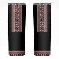 Ukrainian Trident Skinny Tumbler Black Tryzub Vyshyvanka Pattern - Wonder Print Shop