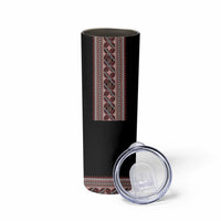 Ukrainian Trident Skinny Tumbler Black Tryzub Vyshyvanka Pattern - Wonder Print Shop