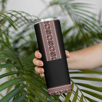 Ukrainian Trident Skinny Tumbler Black Tryzub Vyshyvanka Pattern - Wonder Print Shop
