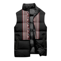Personalized Ukrainian Trident Sleeveless Puffer Jacket Black Tryzub Vyshyvanka Pattern - Wonder Print Shop