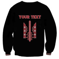 Personalized Ukrainian Trident Sweatshirt Black Tryzub Vyshyvanka Pattern - Wonder Print Shop