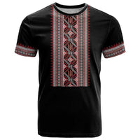 Personalized Ukrainian Trident T Shirt Black Tryzub Vyshyvanka Pattern - Wonder Print Shop