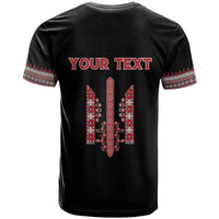 Personalized Ukrainian Trident T Shirt Black Tryzub Vyshyvanka Pattern - Wonder Print Shop