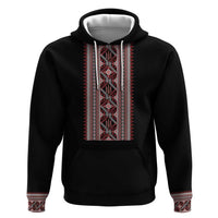 Personalized Ukrainian Trident Zip Hoodie Black Tryzub Vyshyvanka Pattern - Wonder Print Shop