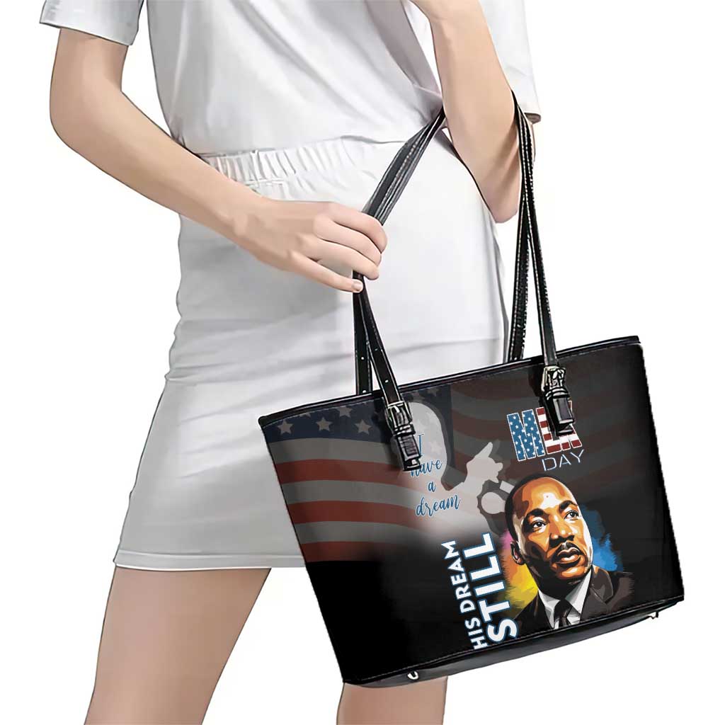 Happy MLK Day Leather Tote Bag I Have A Dream - His Dream Still - Wonder Print Shop