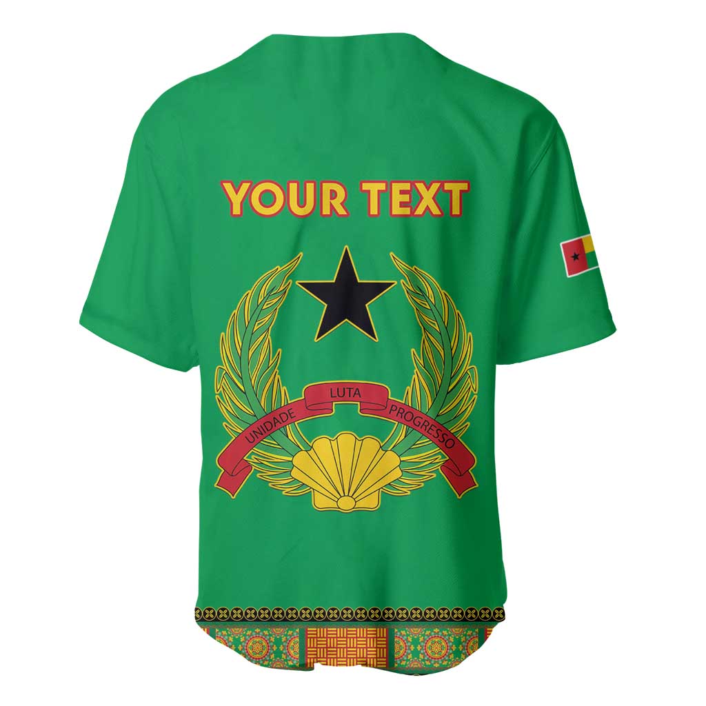 Personalised Guinea Bissau Baseball Jersey Dashiki Pattern - Wonder Print Shop