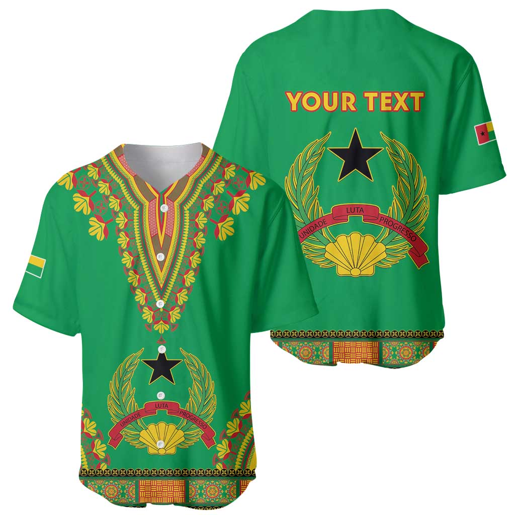 Personalised Guinea Bissau Baseball Jersey Dashiki Pattern - Wonder Print Shop
