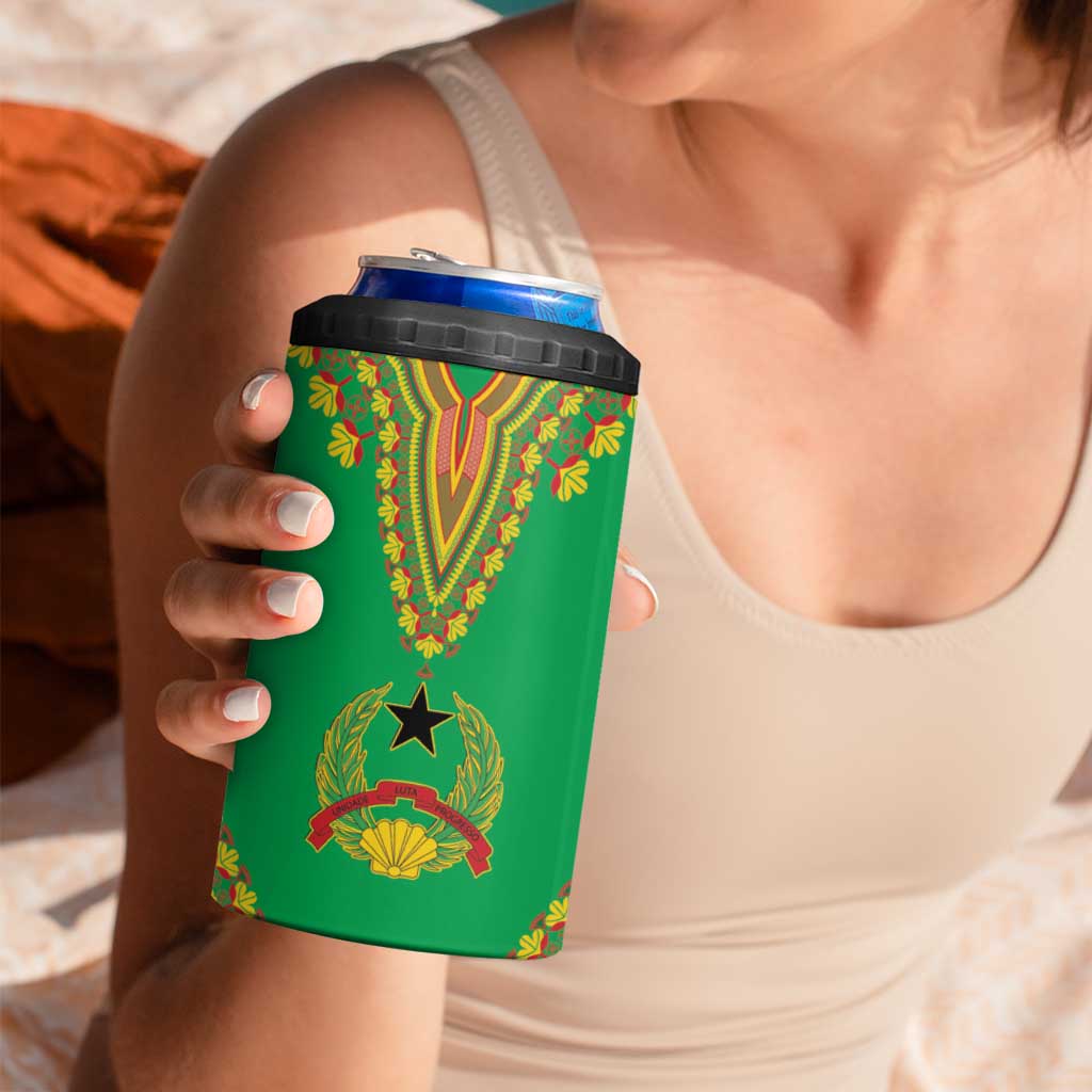 Personalised Guinea Bissau 4 in 1 Can Cooler Tumbler Dashiki Pattern - Wonder Print Shop
