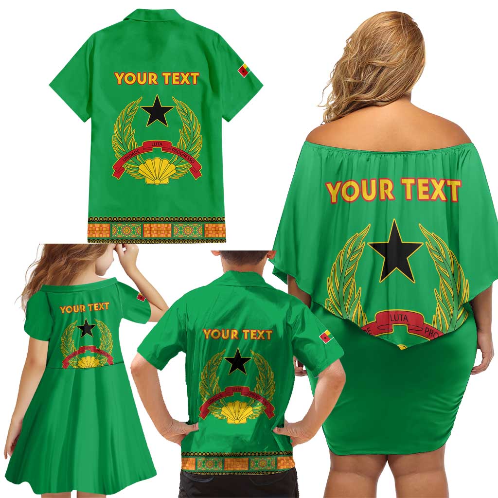 Personalised Guinea Bissau Family Matching Off Shoulder Short Dress and Hawaiian Shirt Dashiki Pattern - Wonder Print Shop