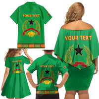 Personalised Guinea Bissau Family Matching Off Shoulder Short Dress and Hawaiian Shirt Dashiki Pattern - Wonder Print Shop