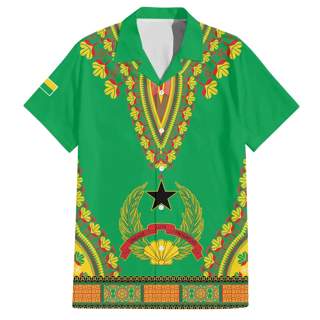 Personalised Guinea Bissau Family Matching Short Sleeve Bodycon Dress and Hawaiian Shirt Dashiki Pattern - Wonder Print Shop