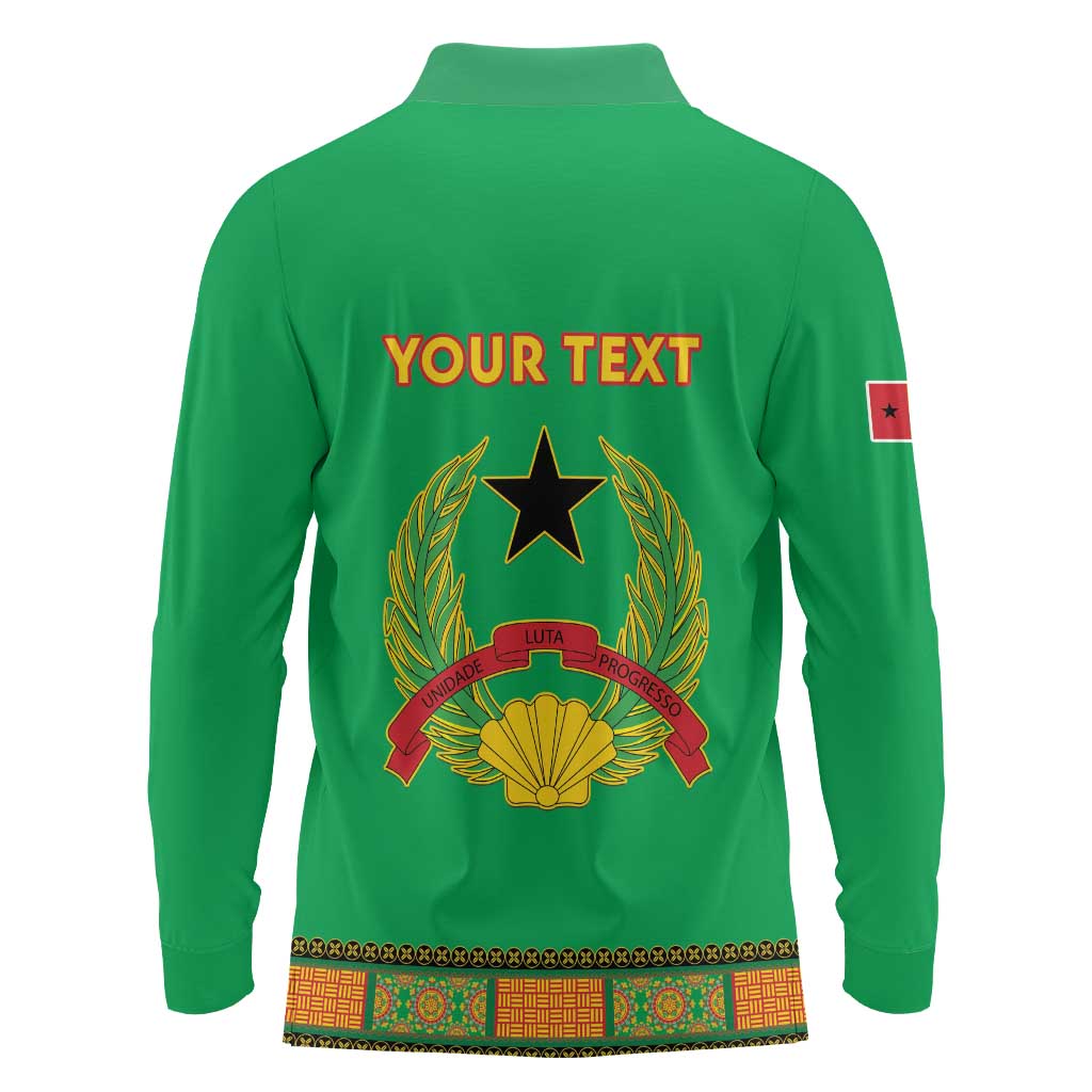 Personalised Guinea Bissau Long Sleeve Polo Shirt Dashiki Pattern - Wonder Print Shop