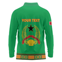 Personalised Guinea Bissau Long Sleeve Polo Shirt Dashiki Pattern - Wonder Print Shop