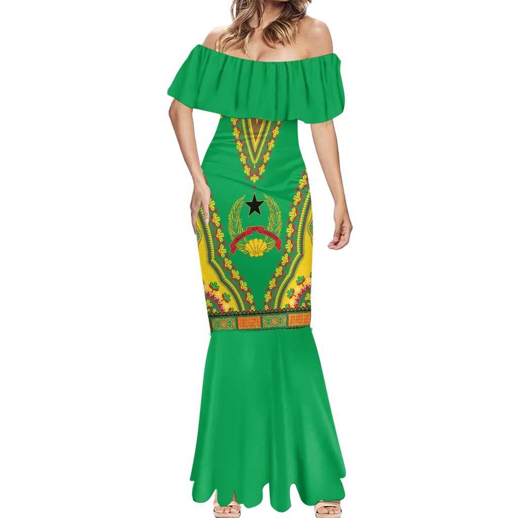 Personalised Guinea Bissau Mermaid Dress Dashiki Pattern - Wonder Print Shop