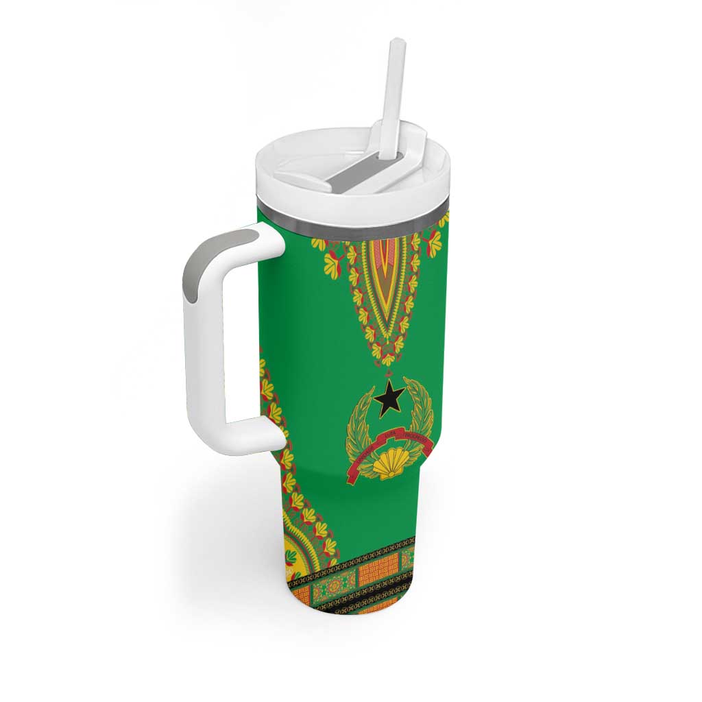 Personalised Guinea Bissau Tumbler With Handle Dashiki Pattern - Wonder Print Shop