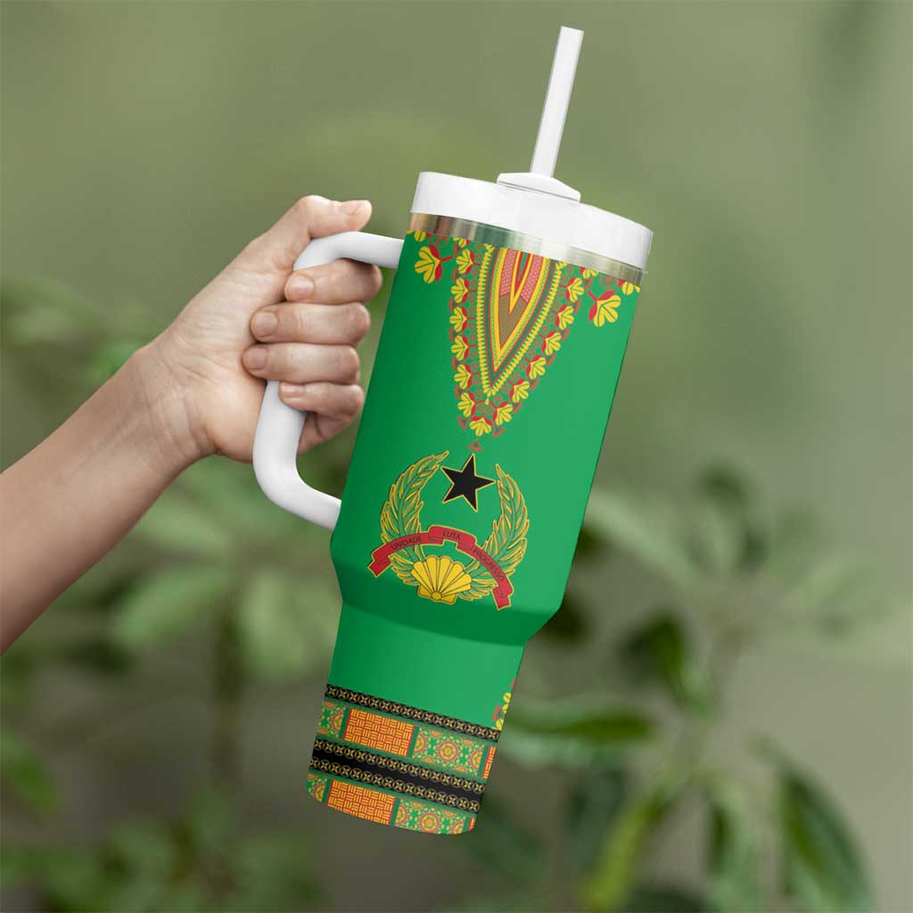 Personalised Guinea Bissau Tumbler With Handle Dashiki Pattern - Wonder Print Shop