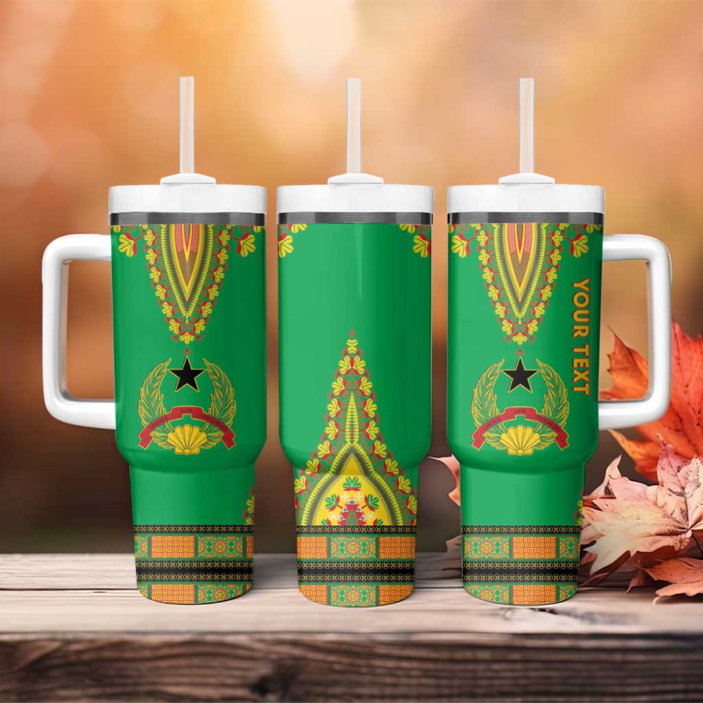 Personalised Guinea Bissau Tumbler With Handle Dashiki Pattern - Wonder Print Shop