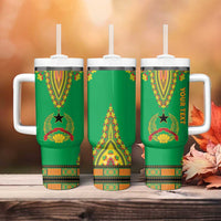 Personalised Guinea Bissau Tumbler With Handle Dashiki Pattern - Wonder Print Shop