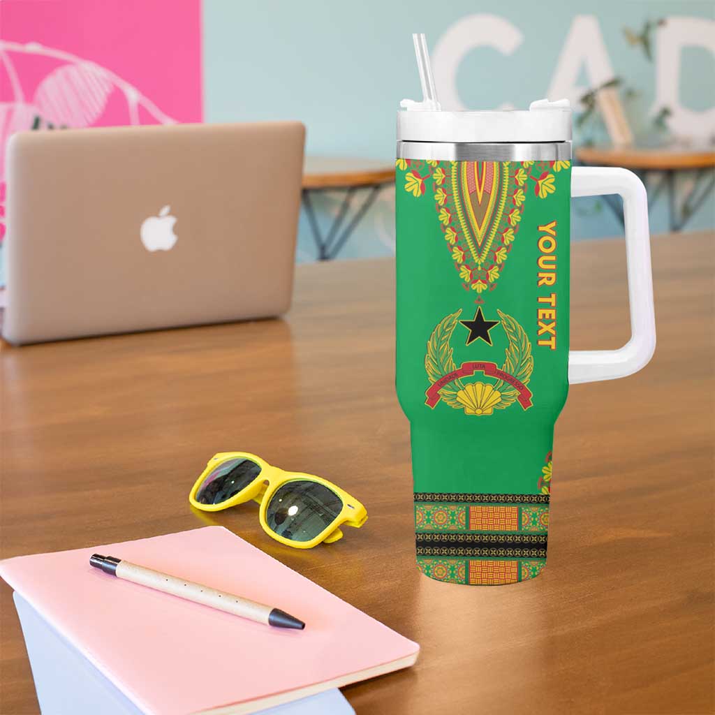 Personalised Guinea Bissau Tumbler With Handle Dashiki Pattern - Wonder Print Shop