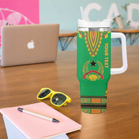 Personalised Guinea Bissau Tumbler With Handle Dashiki Pattern - Wonder Print Shop