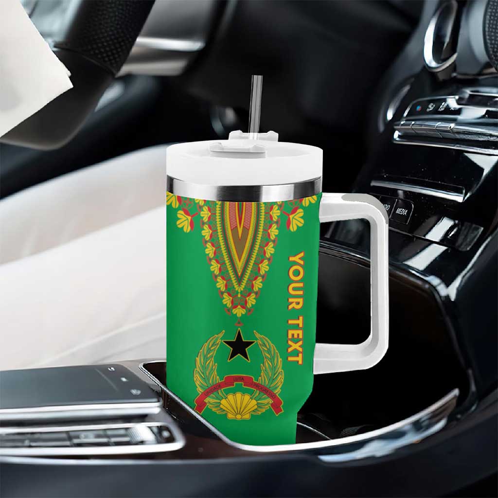 Personalised Guinea Bissau Tumbler With Handle Dashiki Pattern - Wonder Print Shop