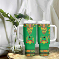 Personalised Guinea Bissau Tumbler With Handle Dashiki Pattern - Wonder Print Shop